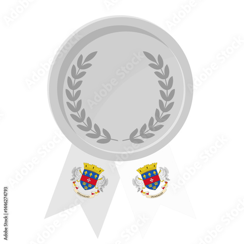 Silver award medal with Saint Barthelemy flag ribbons for winners