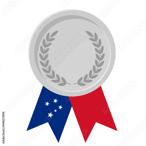 Silver award medal with Samoa flag ribbons for winners