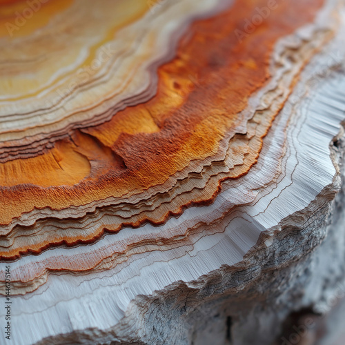 Natural wood texture with vibrant orange and white layers