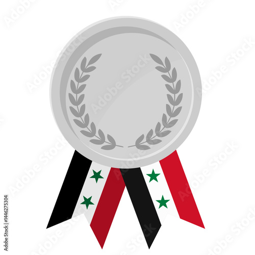 Silver award medal with Syria flag ribbons for winners