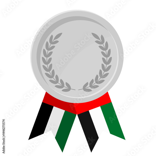 Silver award medal with United Arab Emirates flag ribbons for winners