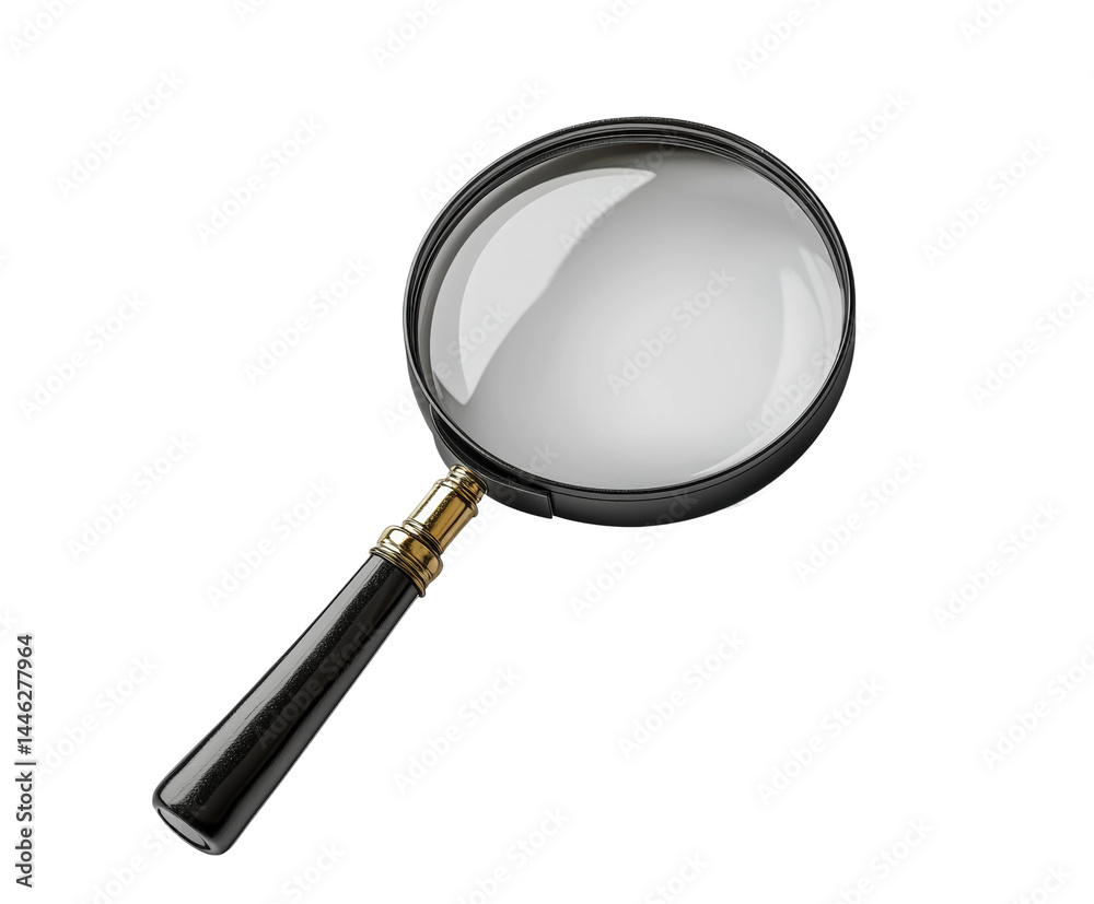 Exploring textures with a magnifying glass in a study room isolated on transparent background Exploring textures with a magnifying glass in a study room isolated on transparent background