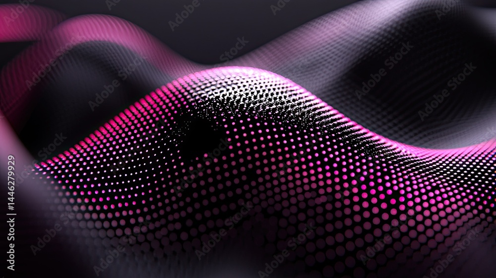 Abstract waves of dots in shades of pink and black