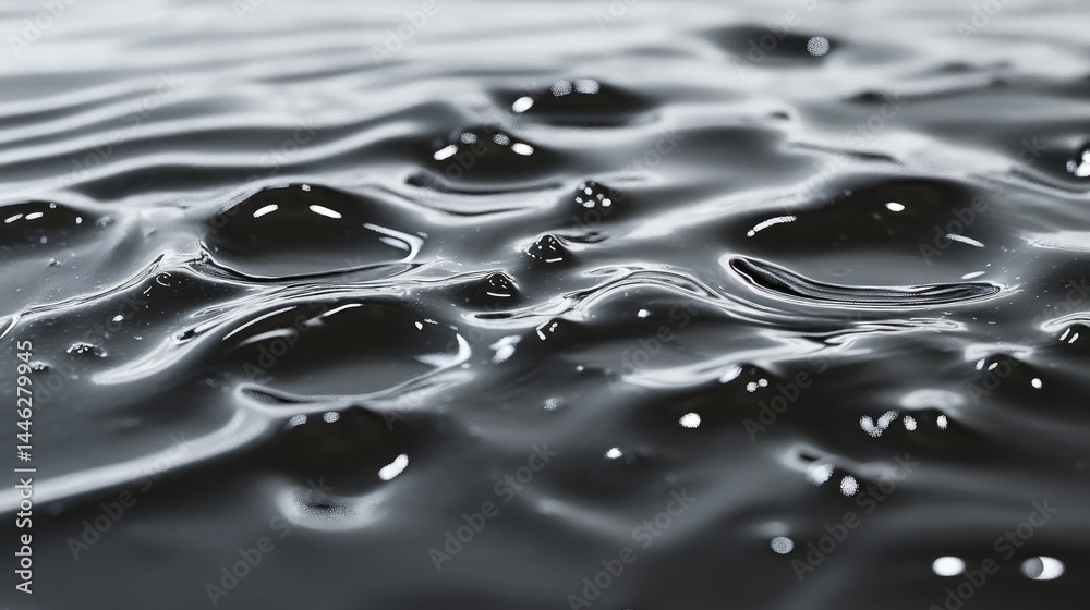 Gleaming black liquid undulates with subtle ripples and droplets
