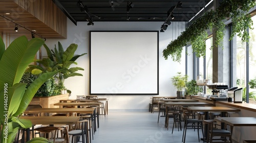Obraz na płótnie Modern restaurant interior with blank wall for advertising space w salonie