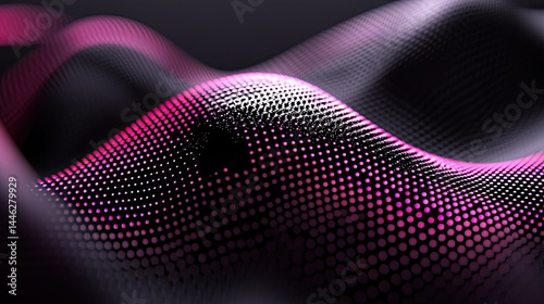 Obraz na płótnie Abstract waves of dots in shades of pink and black w salonie