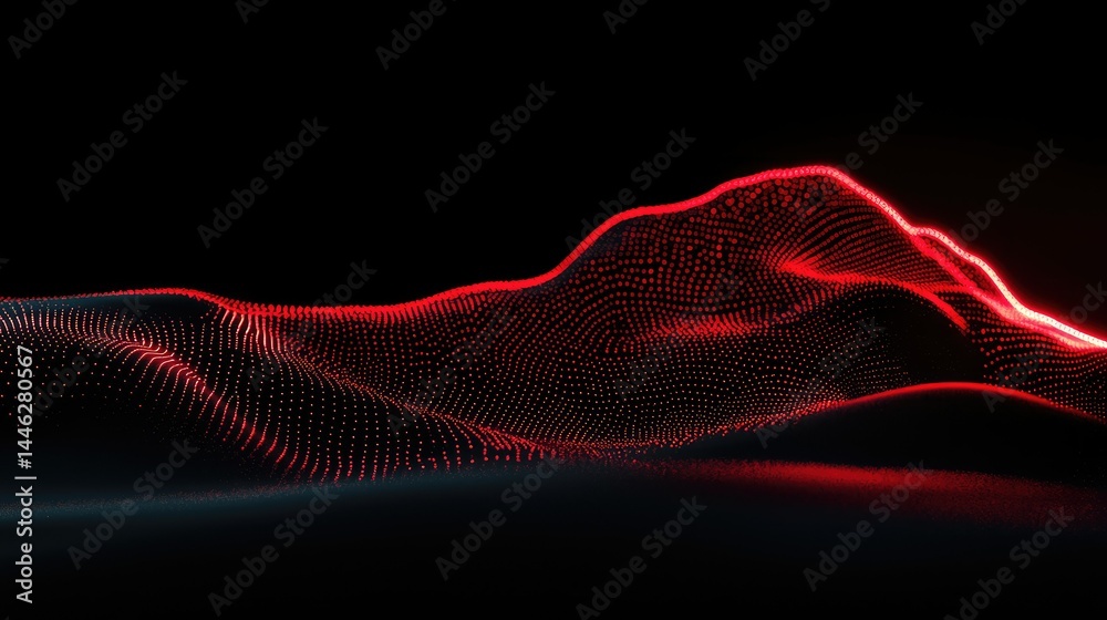 Red glowing dots creating a digital flowing wave like structure