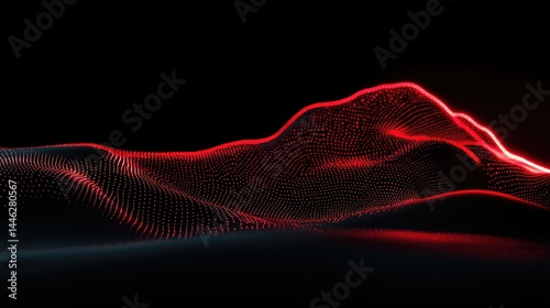 Obraz na płótnie Red glowing dots creating a digital flowing wave like structure w salonie