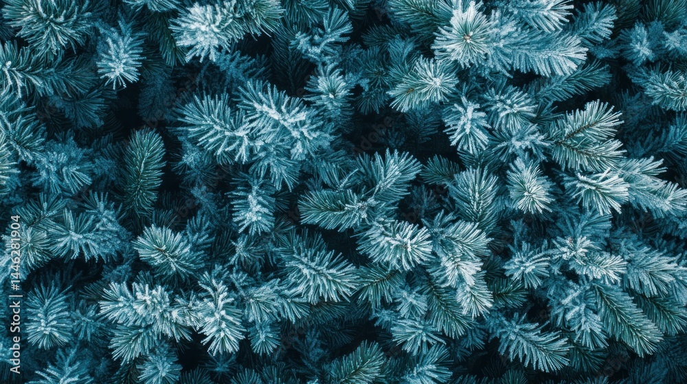 Frosty Pine Branches Winter Wonderland Scene