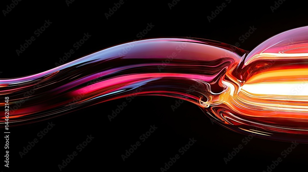 A flowing and colorful abstract art piece on black background