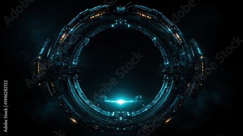 Obraz na płótnie A futuristic science fiction interstellar space station in orbit w salonie