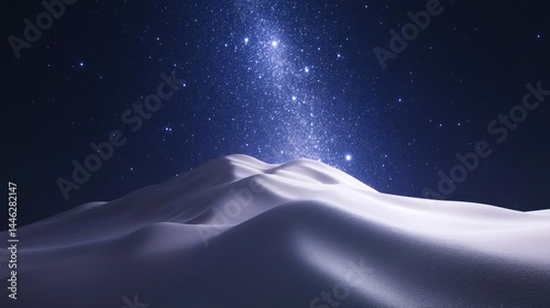 Obraz na płótnie Glowing celestial stream above undulating white and blue dunes w salonie