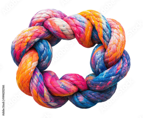 Fotografi Colorful knotted rope toy product fun isolated on transparent background