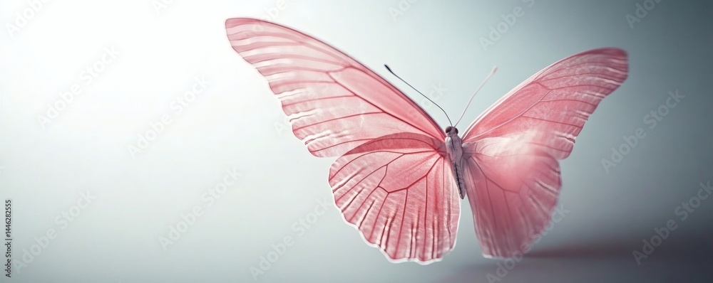 Obraz premium A delicate pink butterfly displays its beautiful wings in vibrant detail