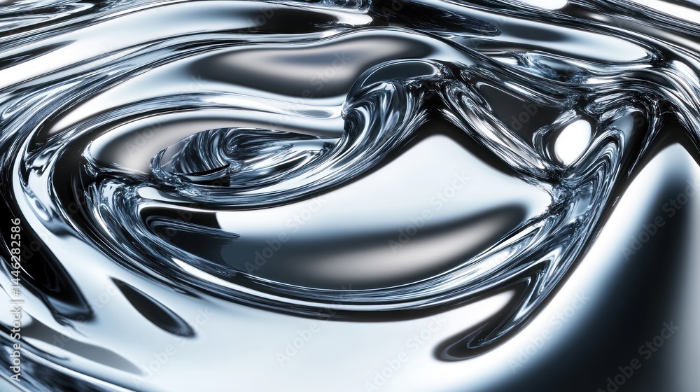 Abstract liquid metal creates mesmerizing reflections and distorted shapes