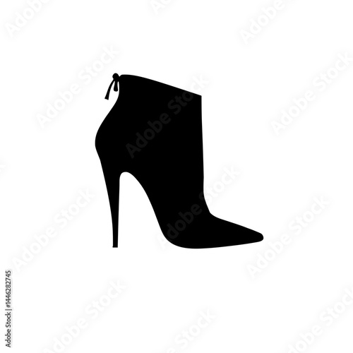 Minimalist black silhouette of stylish stilettos symbolizing fashion and elegance