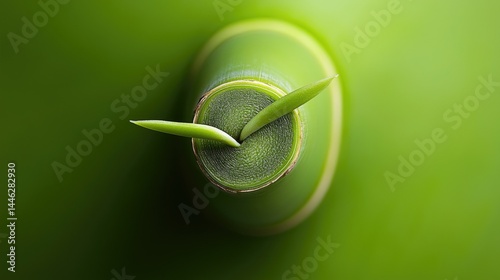 Obraz na płótnie Close up image featuring the green center of a bamboo stalk w salonie