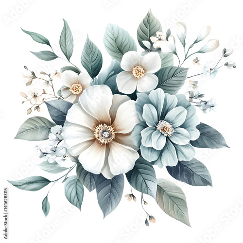 Fototapeta Naklejka Na Ścianę i Meble -  Watercolor floral bouquet rendering