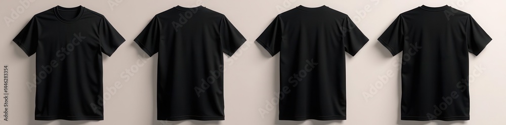 Black t-shirt mockup, front and back views High-resolution image for design presentation , ecommerce, clothing Black t-shirt mockup, front and back views High-resolution image for design presentation , ecommerce, clothing