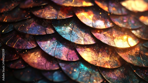 Obraz na płótnie Abstract iridescent scales with a textured and vibrant surface w salonie