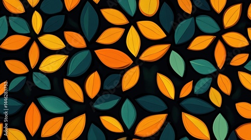 Obraz na płótnie Colorful leaf pattern with a dark stylized background w salonie