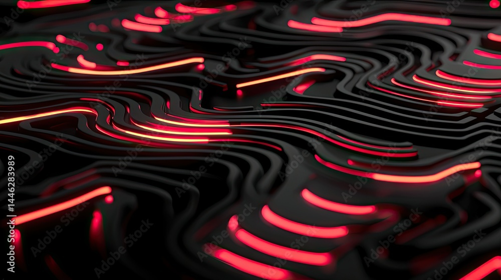 Abstract digital artwork showcasing layers of glowing red light sources