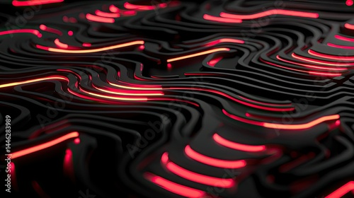 Obraz na płótnie Abstract digital artwork showcasing layers of glowing red light sources w salonie