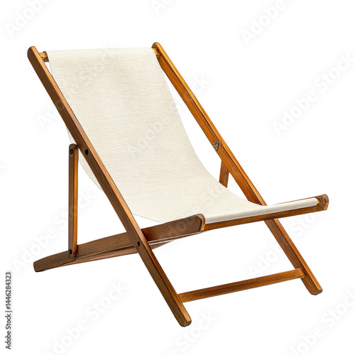 Relaxing in a wooden beach chair coastal resort lifestyle angle isolated on transparent background