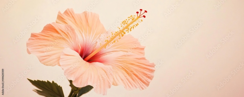 Obraz premium A Close Up Image of a Delicate Pink Hibiscus Flower