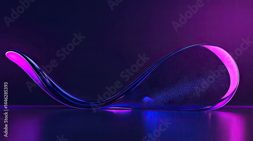 Obraz na płótnie A Glassy Curvilinear Object Illuminated with Purple and Blue Lighting w salonie