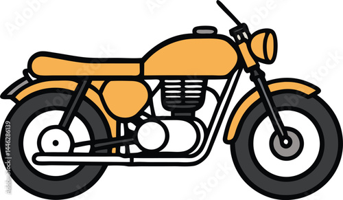 Minimalist vintage motorcycle vector illustration transparent background design asset