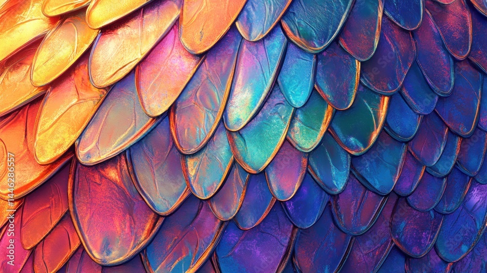 Vibrant iridescent scales displaying an array of colors