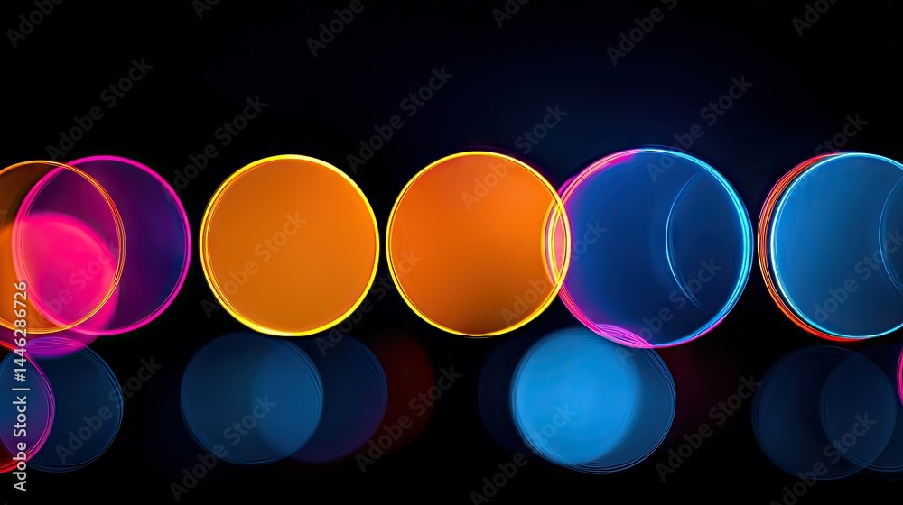 Abstract display showcasing colorful glowing circles in artistic arrangement