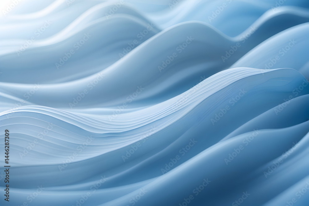 Fototapeta premium Serene Blue Abstract Background with Soft Flowing Waves and Gentle Gradient for Calm Design Projects, High-Quality Texture Ideal for Wellness Branding and Tranquil Visual Presentations, Versatile Mini