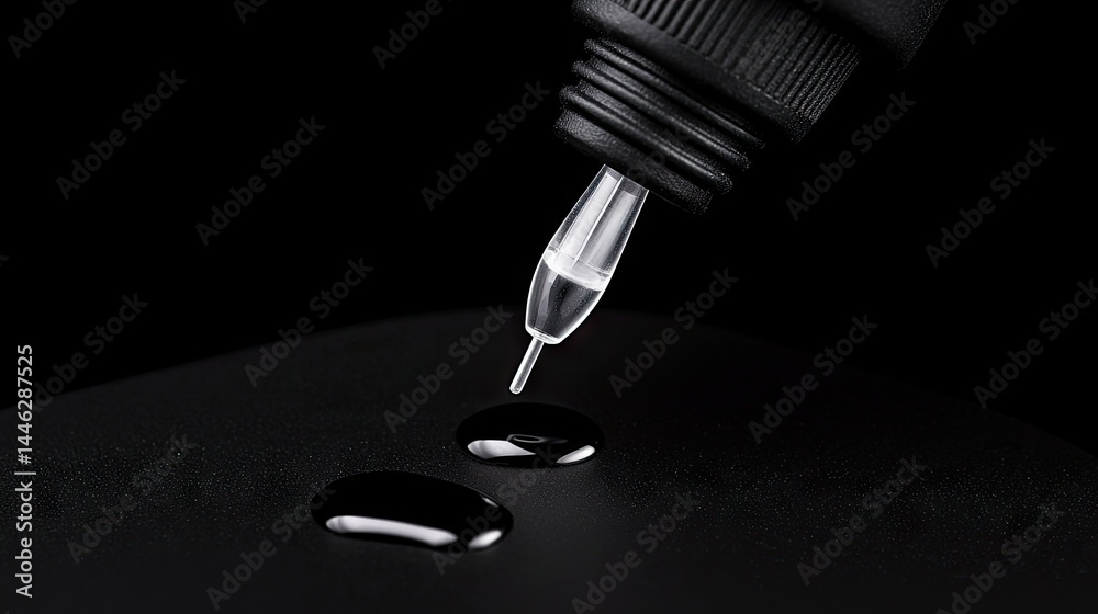 A detailed image showing ink dripping from a needle tip