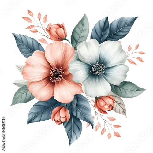 Fototapeta Naklejka Na Ścianę i Meble -  Floral bouquet of painted blooms