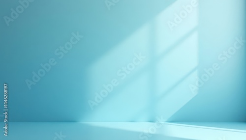 Blurred light blue studio wall, gentle abstract background , abstract, modern