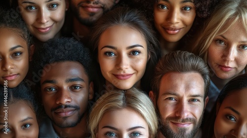Diverse group of smiling people in close-up portrait