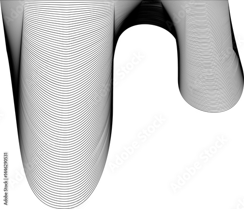 Organic shape with fine undulating lines creating a rhythmic ripple effect across the form.