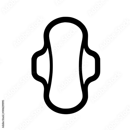 Sanitary Pad Icon – Minimal Black Clipart Symbol for Hygiene, Menstrual Care, and Health Awareness