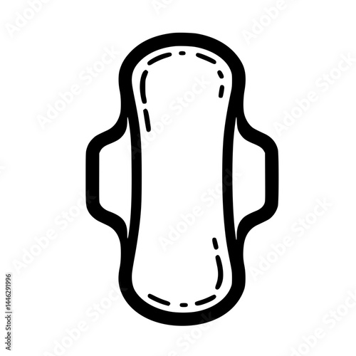 Sanitary Pad Icon – Minimal Black Clipart Symbol for Hygiene, Menstrual Care, and Health Awareness