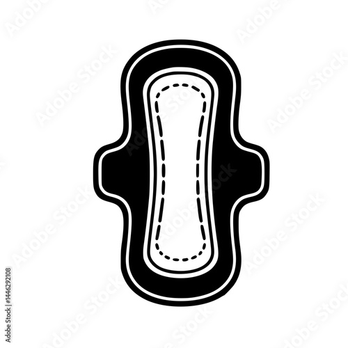 Sanitary Pad Icon – Minimal Black Clipart Symbol for Hygiene, Menstrual Care, and Health Awareness