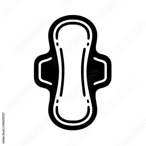 Sanitary Pad Icon – Minimal Black Clipart Symbol for Hygiene, Menstrual Care, and Health Awareness