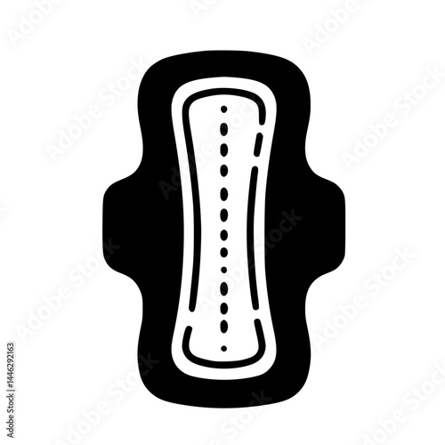 Sanitary Pad Icon – Minimal Black Clipart Symbol for Hygiene, Menstrual Care, and Health Awareness