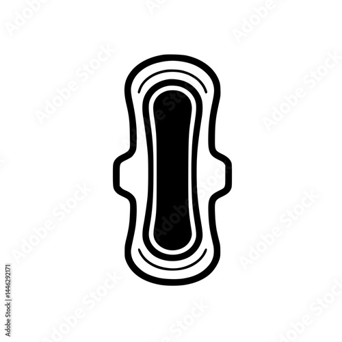 Sanitary Pad Icon – Minimal Black Clipart Symbol for Hygiene, Menstrual Care, and Health Awareness