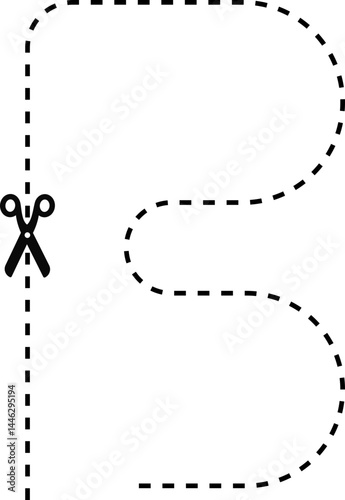 A dashed line in the shape of a B with a scissors icon indicating where to cut.