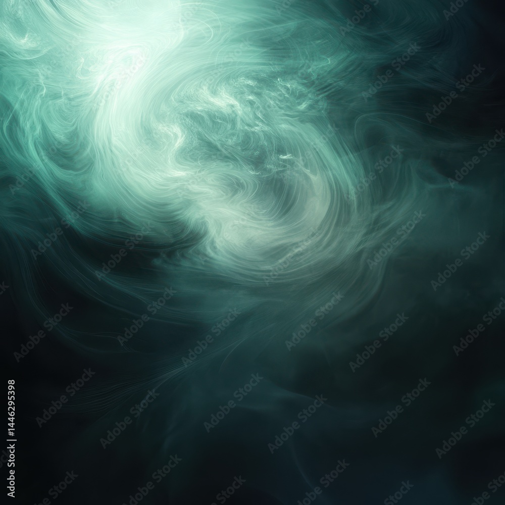 Obraz premium Glowing Teal Smoke Swirl on Dark Background