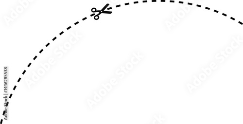 Round curved dashed line with scissor icon indicating the cut path.