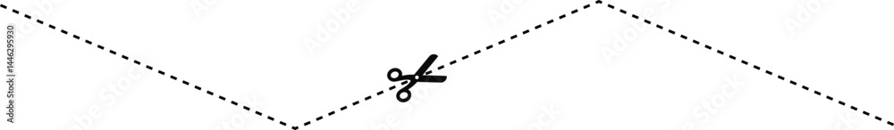 A dashed line with a scissors icon indicating a straight corner with a zigzag pattern for cutting.