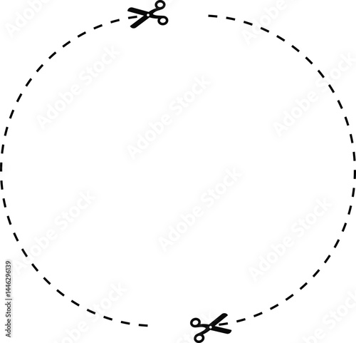 A dashed line forming two semicircles with a scissor icon indicating where to cut.
